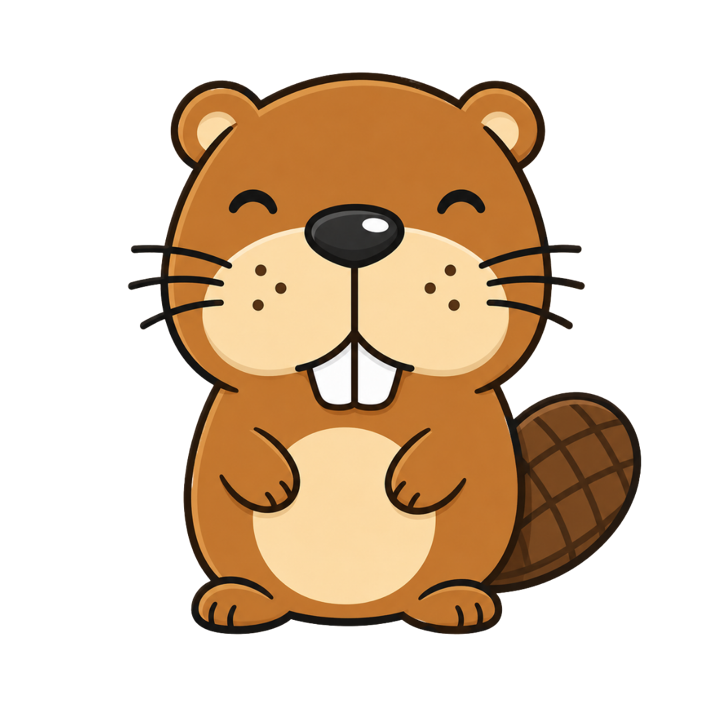 Chonketha, a chunky cartoon beaver with big cheeks and two buck teeth